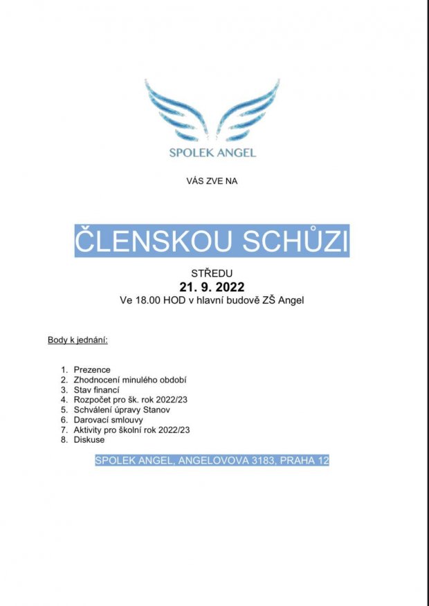 Členská schůze Spolku Angel